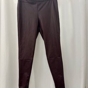 A New Day Burgundy Brown pleather leggings